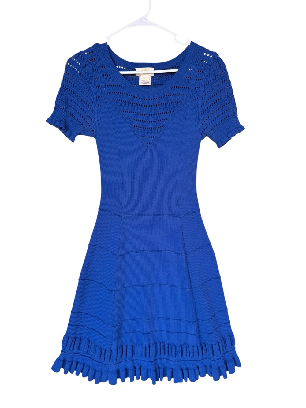 Anthropologie Maeve Cobalt Blue Knit Fit & Flare Mini Dress